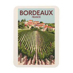 Bordeaux France Vineyard Travel Art Vintage Magnet