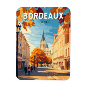 Bordeaux France Vineyard Travel Art Vintage Magnet