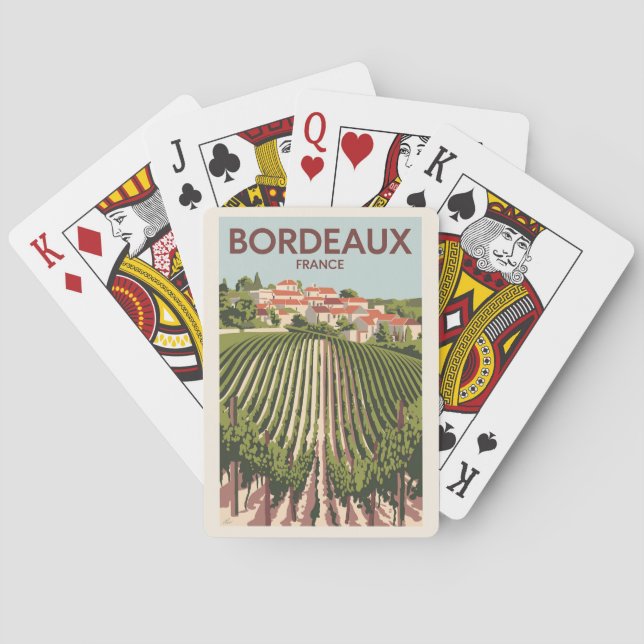 Bordeaux France Vineyard Travel Art Vintage Poker Cards (Back)
