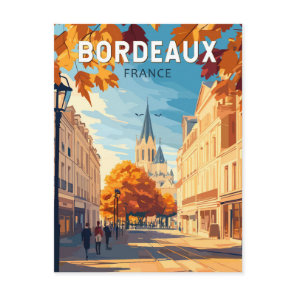 Bordeaux France Vineyard Travel Art Vintage Postcard