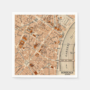 Bordeaux France Vintage Map Napkins