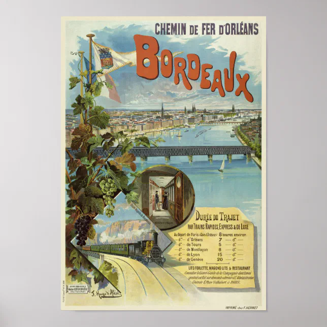 Bordeaux France Vintage Poster 1896 | Zazzle
