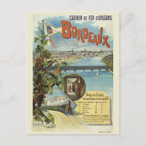 Bordeaux France Vintage Poster 1896 Postcard