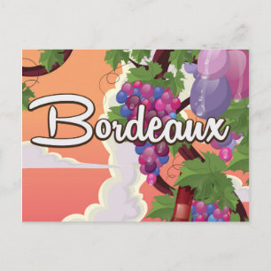 Bordeaux France vintage wine travel poster Postcard