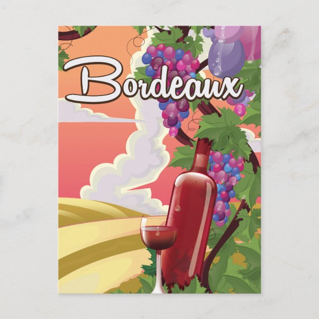 Bordeaux France vintage wine travel poster Postcard (Front)
