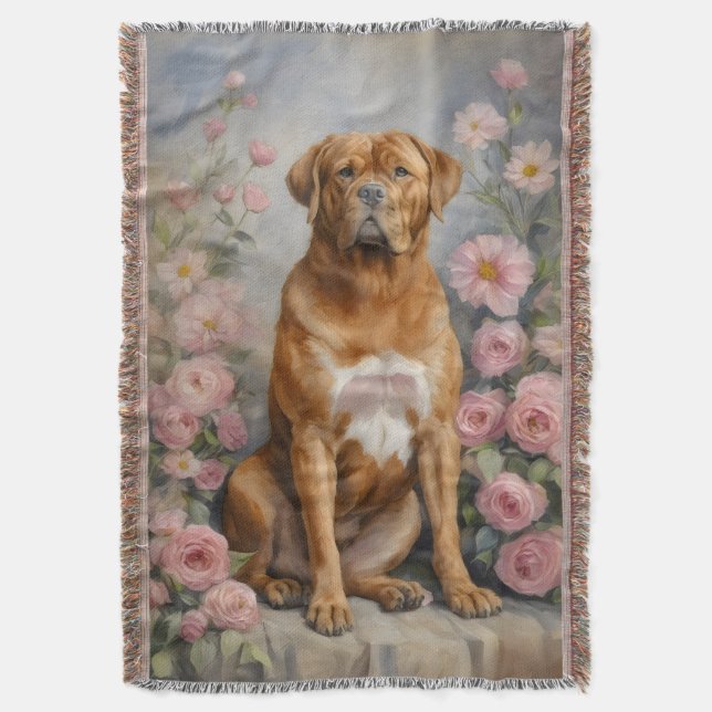 Bordeaux French Mastiff Dog Throw Blanket (Front Vertical)