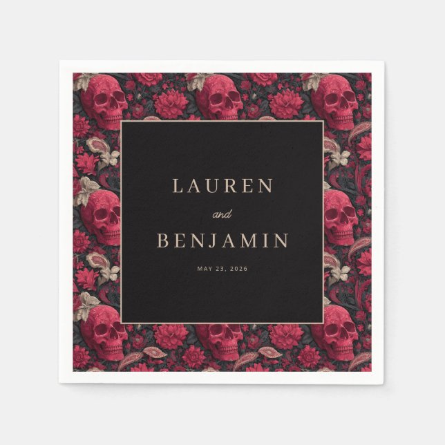 Bordeaux Gothic Paisley Wedding Napkins (Front)