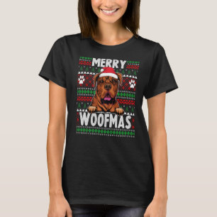 Bordeaux Great Dane Christmas Lights Pet Xmas Paj T-Shirt