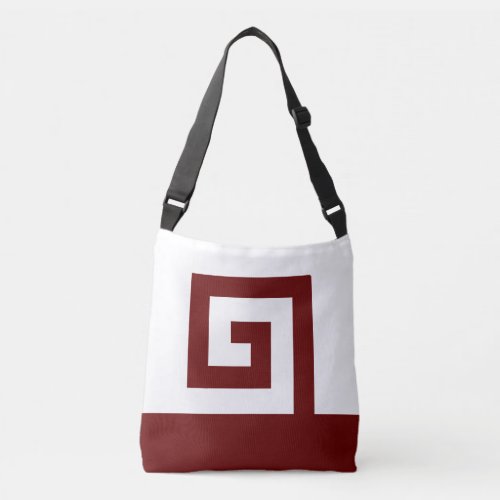 Bordeaux helicoidal abstract design on white crossbody bag