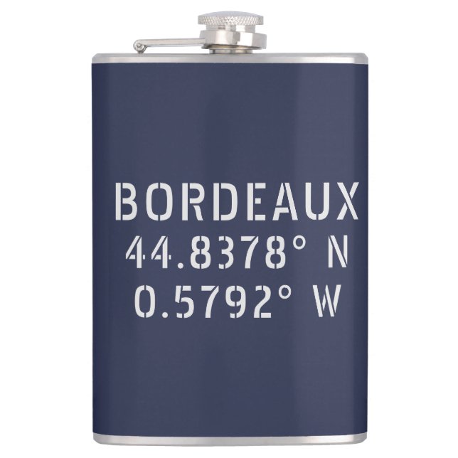 Bordeaux Latitude Longitude Flask (Front)