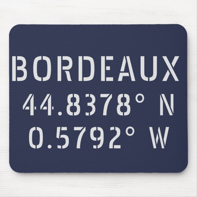 Bordeaux Latitude Longitude Mouse Pad (Front)