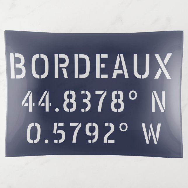 Bordeaux Latitude Longitude Trinket Tray (Front)