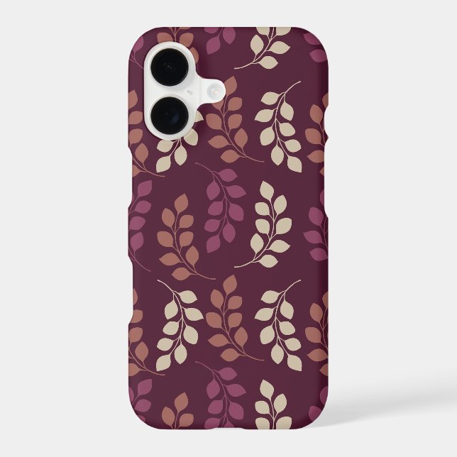 Bordeaux Modern Botanical Japandi iPhone Case (Back)