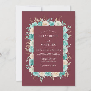 Bordeaux Moody Autumnal Wedding Invitation