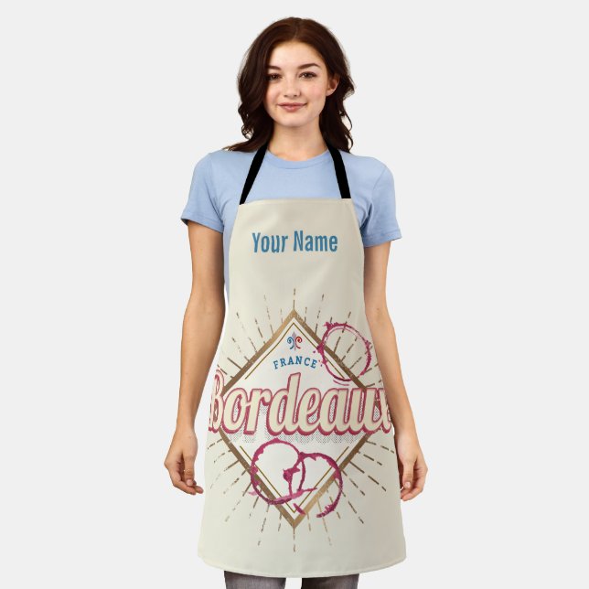 Bordeaux Nouvelle-Aquitaine France Retro Wine Apron (Worn)