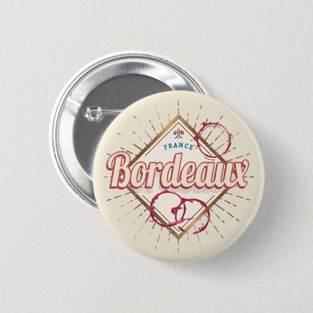 Bordeaux Nouvelle-Aquitaine France Retro Wine Button (Front & Back)