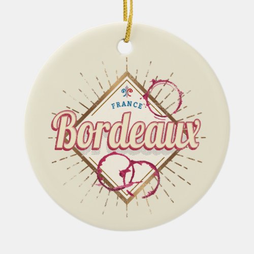 Bordeaux Nouvelle_Aquitaine France Retro Wine Ceramic Ornament