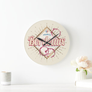 Bordeaux Nouvelle-Aquitaine France Retro Wine Large Clock