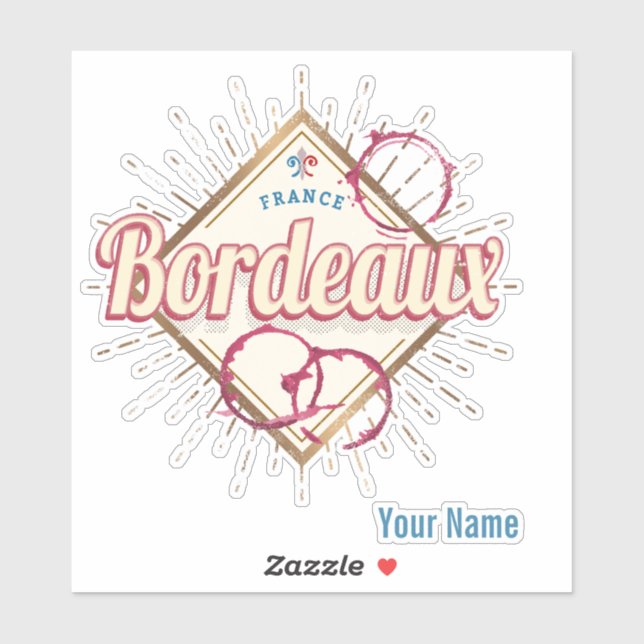 Bordeaux Nouvelle-Aquitaine France Retro Wine Sticker (Sheet)