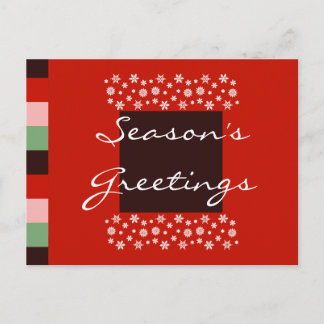 Bordeaux Red Pink Green Christmas Postcard