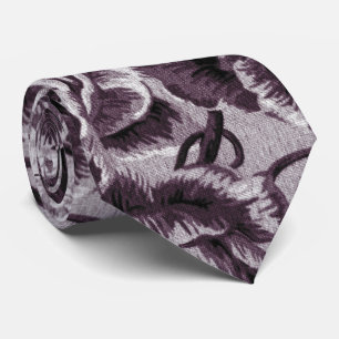 Bordeaux Red Vintage Floral Toile Fabric Neck Tie