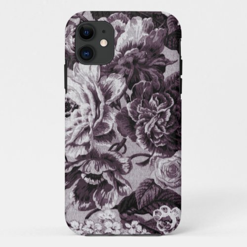 Bordeaux Red Vintage Floral Toile Fabric No1 iPhone 11 Case