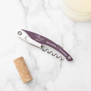 Bordeaux Red Wine Color Wedding Thank You Favors Waiter's Corkscrew