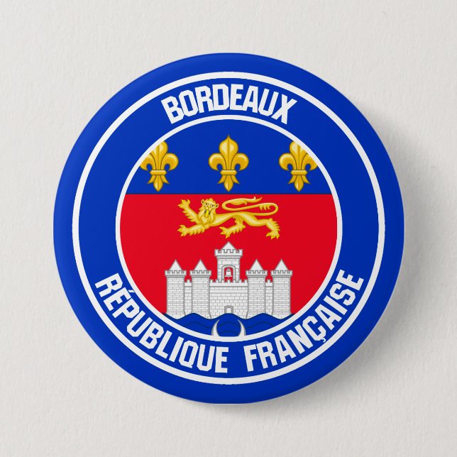 Bordeaux Round Emblem Button (Front)