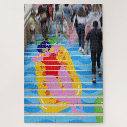 Bordeaux Streetart used to decorate busy steps Jigsaw Puzzle