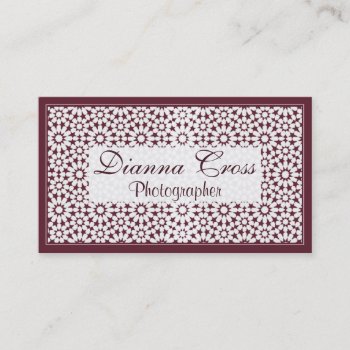Bordeaux Wine Floral Print Custom Business Cards by Mintleafstudio at Zazzle