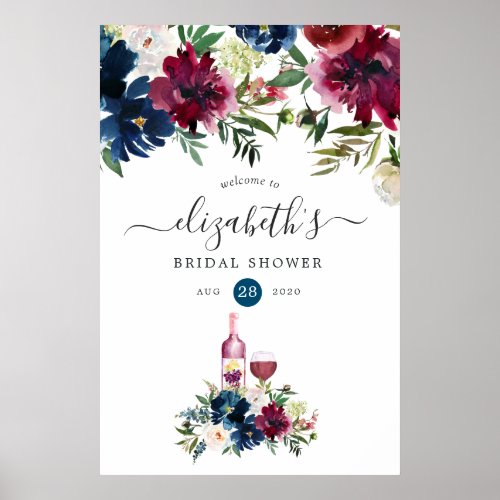 Bordeaux Wine Tasting Bridal Shower Welcome Poster