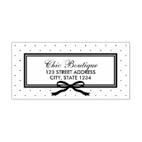 Border and Ribbon Polka Dot Business Address Self-inking Stamp