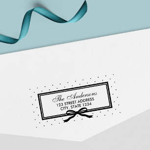 Border and Ribbon Polka Dot Family Address Self-inking Stamp