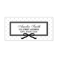 Border and Ribbon Polka Dot Personal Home Address Self-inking Stamp