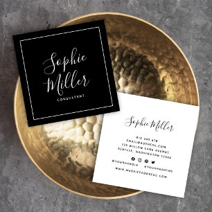 Border Calligraphy Social Media Editable Color Square Business Card