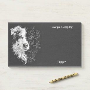 Border Collie Abstract Art Dog Name Post-it Notes