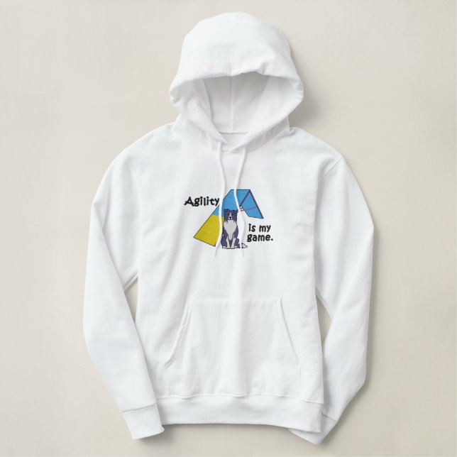 Border Collie Agility Game Embroidered Hoodie (Design Front)