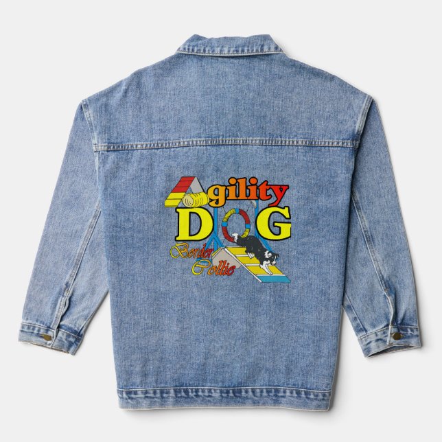 Border Collie Agility Gifts Denim Jacket (Back)