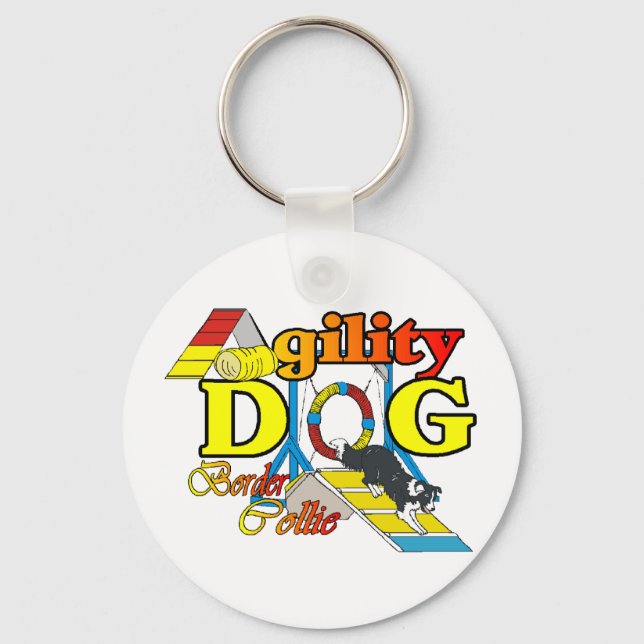 Border Collie Agility Gifts Keychain (Front)