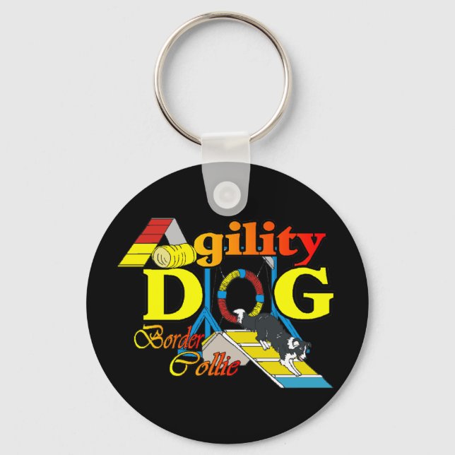 Border Collie Agility Gifts Keychain (Front)