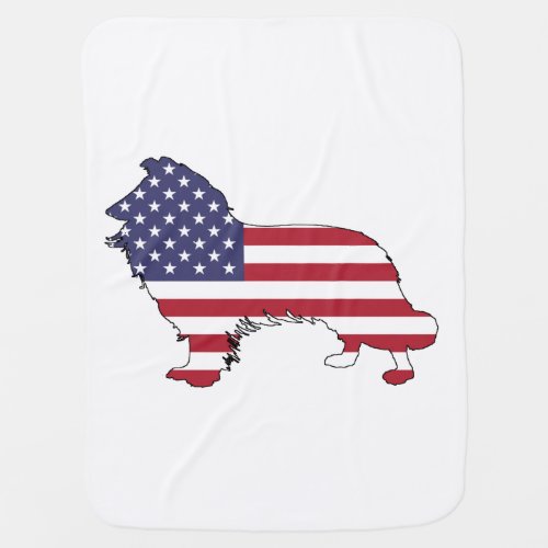 Border collie _ american flag swaddle blanket