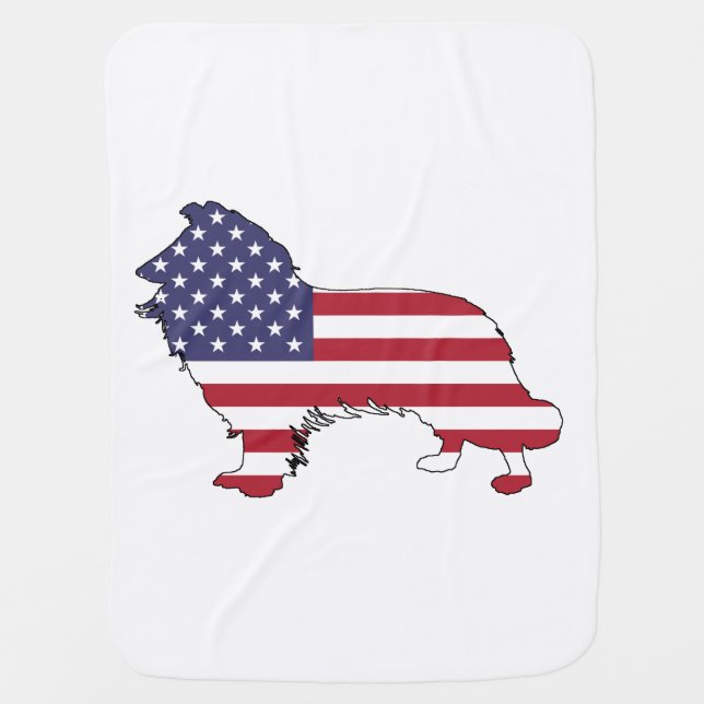 Border collie - "american flag" swaddle blanket (Front)