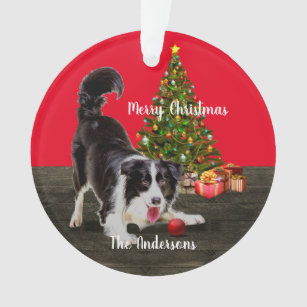 Border Collie Dog Christmas Holiday Ornament Up To Snow Good 