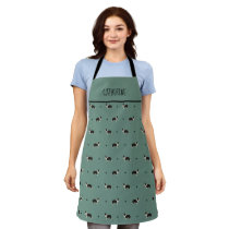 Border Collie and Hearts Patterned Teal Apron