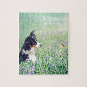 Border Collie and Hummingbird Jigsaw Puzzle