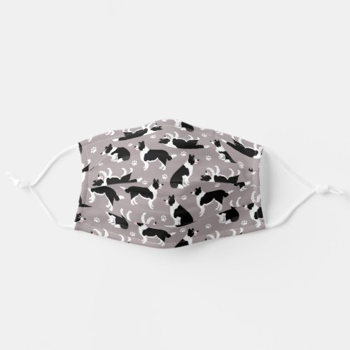 Border Collie and Paw Print Adult Cloth Face Mask