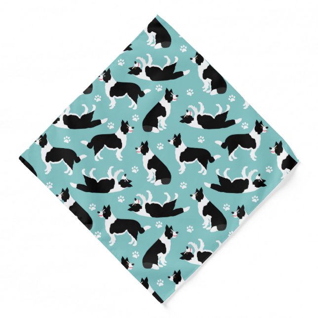 Border Collie and Paw Print Bandana (Front)