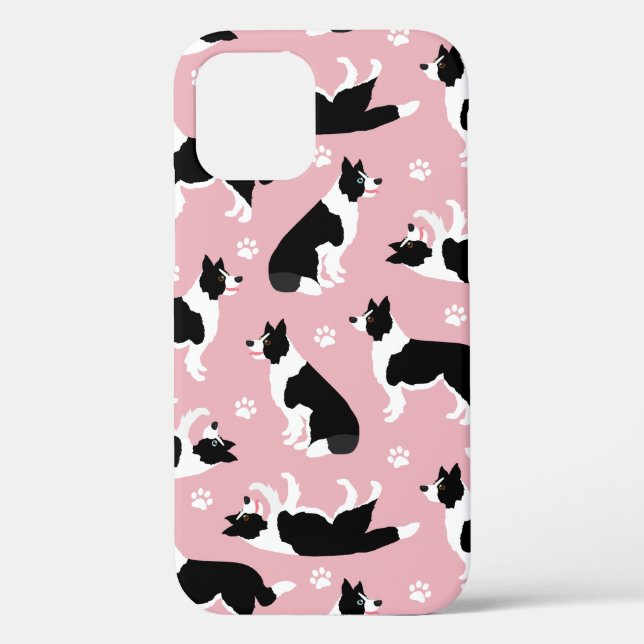 Border Collie and Paw Print Case-Mate iPhone Case (Back)