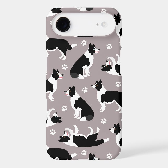 Border Collie and Paw Print Case-Mate iPhone Case (Back)