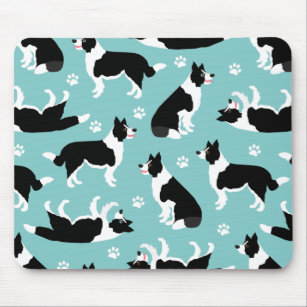 Border Collie and Paw Print Mouse Pad